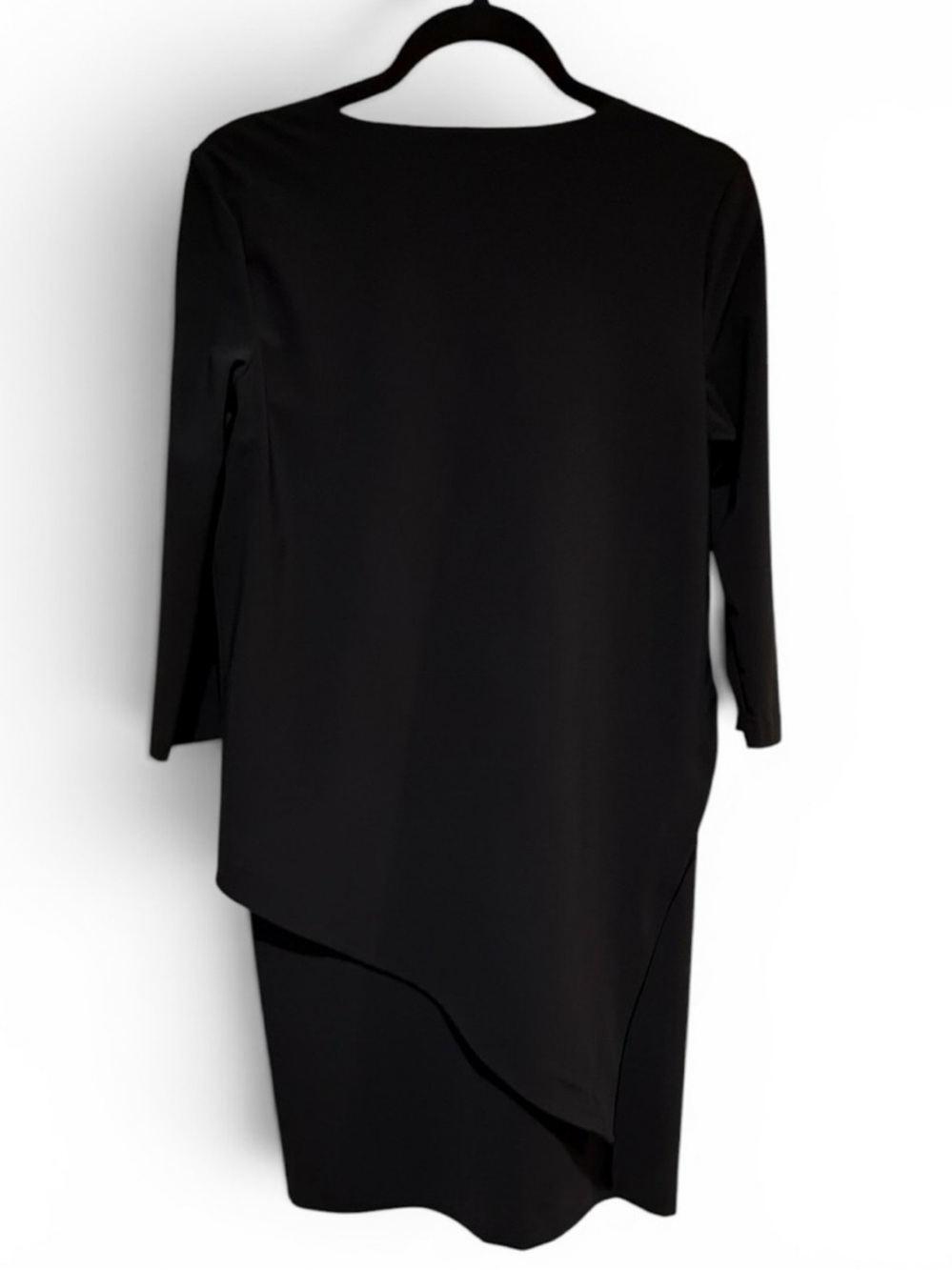 Porto Sz S Shark Dress Asymmetrical Lines Oval Neck 3/4 Sleeves Modern | NWT - Picture 2 of 5